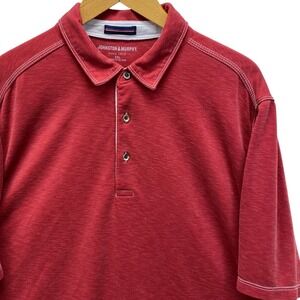 Johnston & Murphy Polo Shirt Mens XXL Red Contrast Stitch Modal Blend S/Sleeve